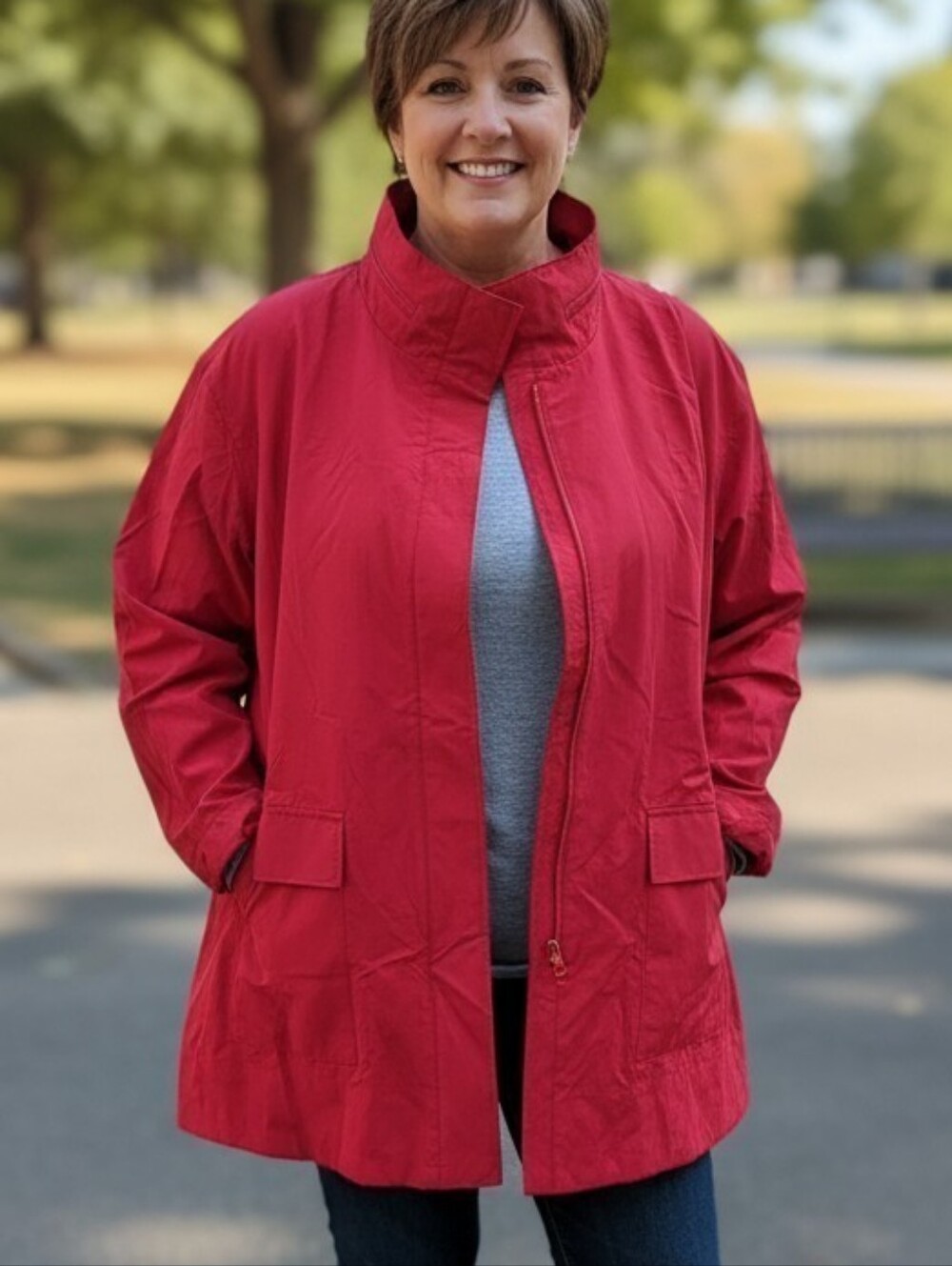 Eileen Fisher Vibrant Red Utility Jacket